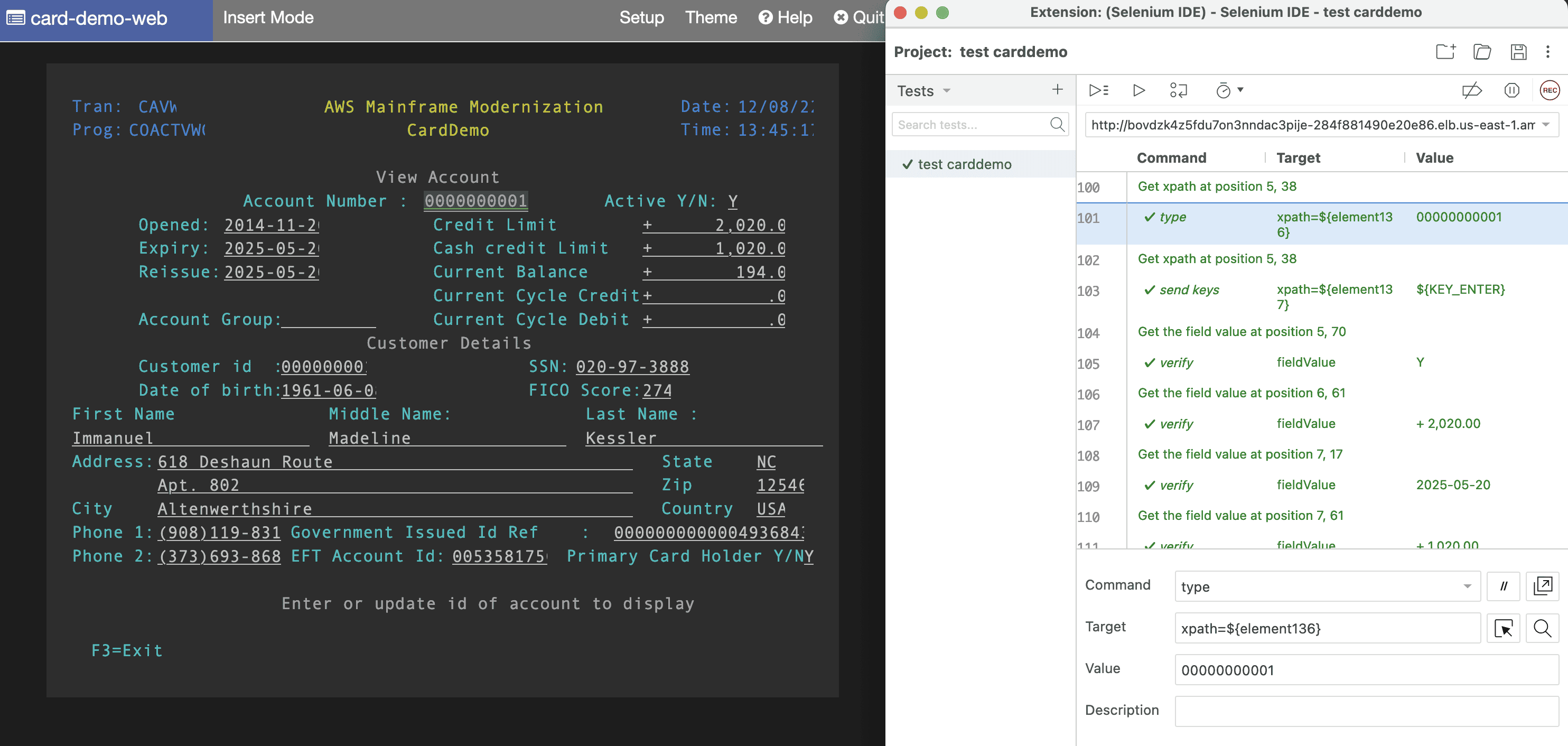 Side file executed by Selenium IDE