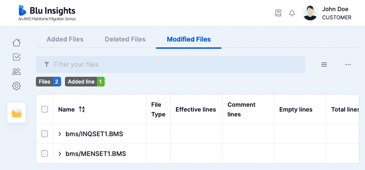 Versions Manager project comparison